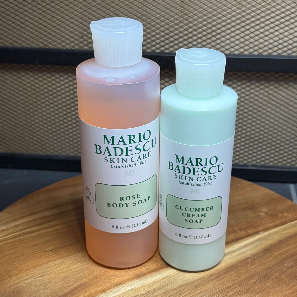 Mario Badescu Rose Body Soap 8oz and Cucumber Cream Soap 6oz Duo Set